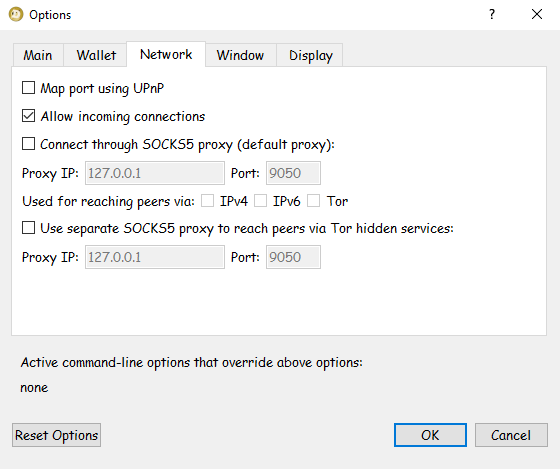Dogecoin Core Installation on Windows - Network options